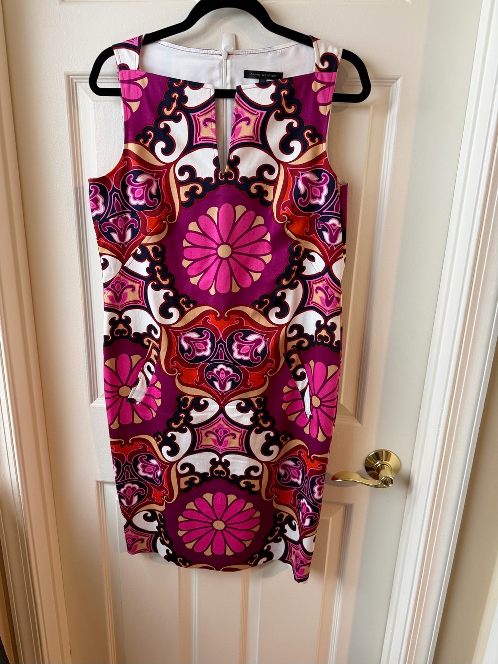 David meister Bright Pink & Purple Patterned Sleeveless Dress size 10